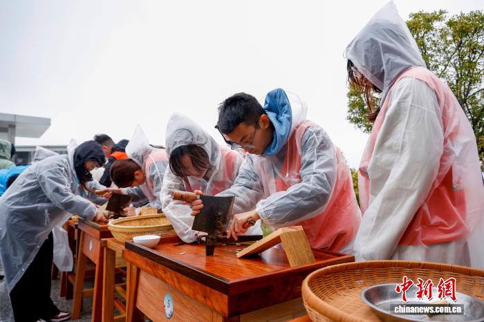 浙江金华：中外学子炮制药材 感受中草药妙用